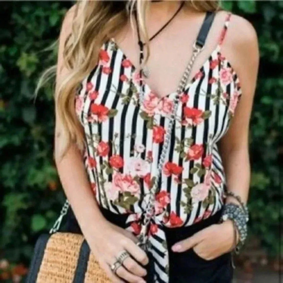 Leith Boho Cottagecore Striped Crop Top - Picture 10 of 11